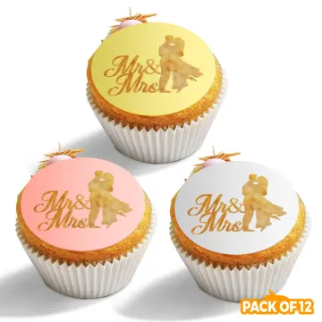 12pcs Acrylic Cake Disc, Happy Birthday Cake Disc Cupcake Toppers, Engraved  Topper,Mini Acrylic Cake Toppers (Gold Mirror)