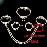 【CW】❈  Metal Neck Collar Handcuffs Ankle Cuffs Slave BDSM Bondage Set Detachable Wrist Foot Cuff