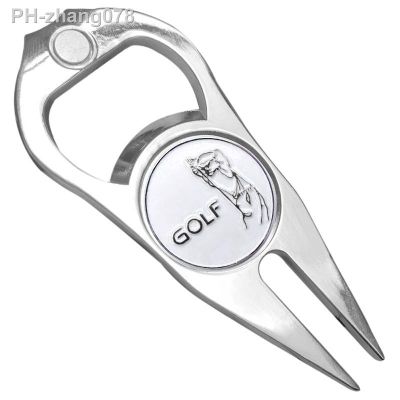 golf divot tool and ball marker 6 in 1 magnetic ball marker bottle opener with magnetic cap catcher cigar holder club rest