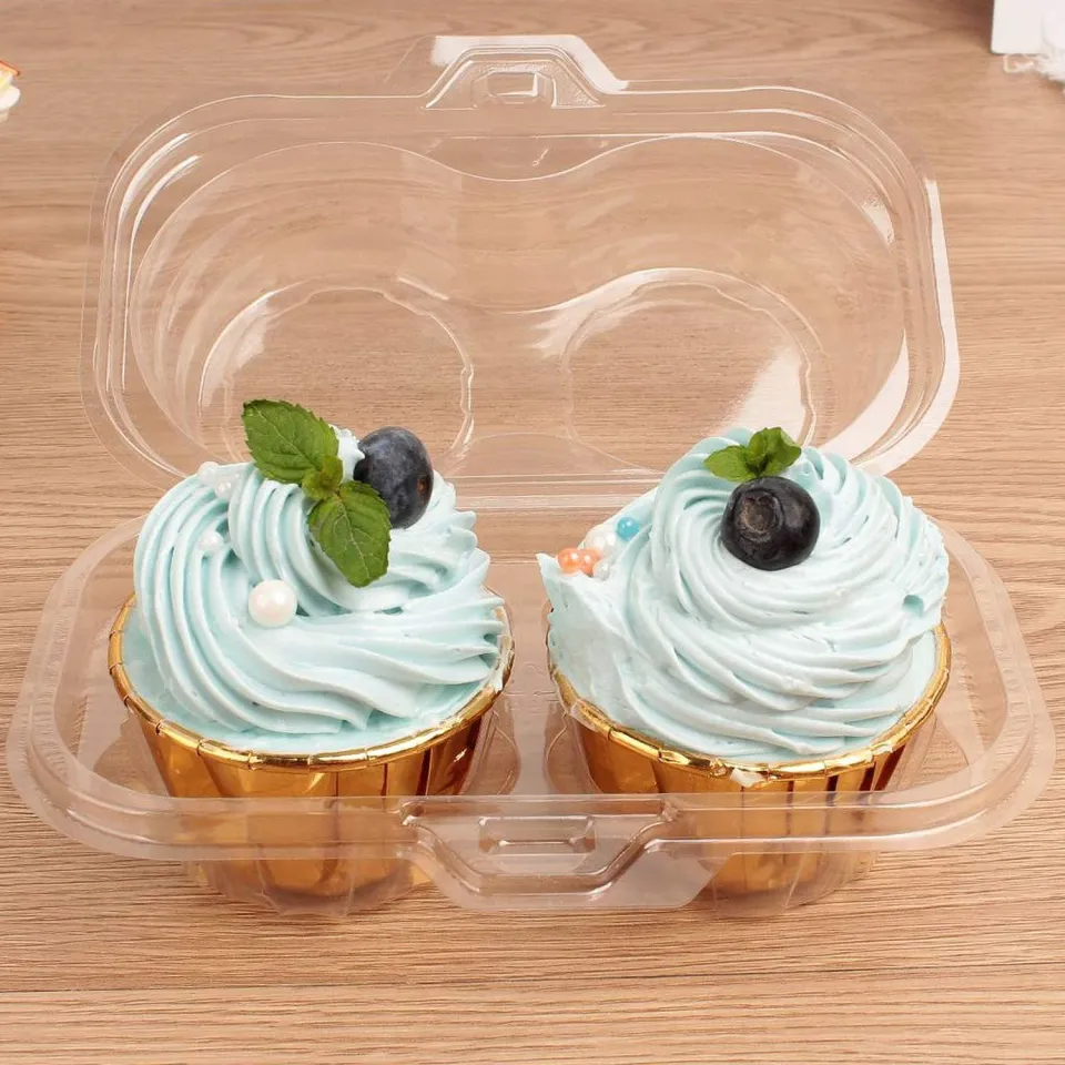 Clear Plastic 6 Compartment Muffin Containers - Disposable Cupcake