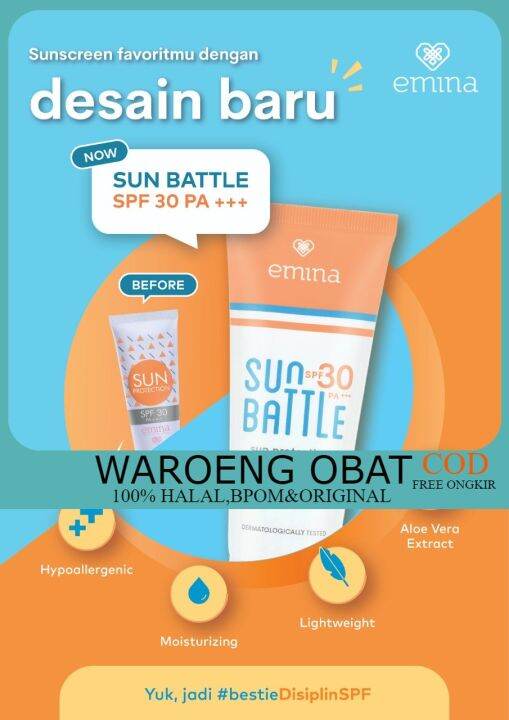 EMINA Sun Protection SPF 30 PA+++ 60ml / Sunscreen / Sunblock Lazada Indonesia