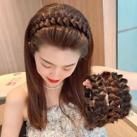 【Ready Stock】 ﹍™♣ C18 Twist Braid Wig Hairband Female Winter Fishbone Braided Headband INS Style Hair Accessories麻花辮假髮髮箍