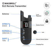 MASBRILL ปลอกคอสุนัข IPX7กันน้ำแบบชาร์จไฟฟ้าสัตว์เลี้ยงการควบคุมระยะไกลที่มีจอแสดงผล LCD ช็อกสั่นสะเทือนเสียงปกสุนัข