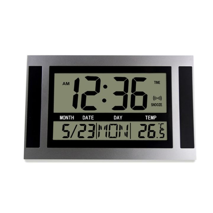 Digital Wall Clock LCD Large Number Time Temperature Calendar Alarm