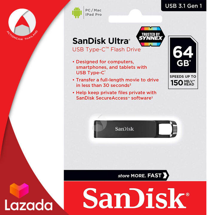 sandisk-flash-drive-ultra-usb-type-c-usb-3-1-ความจุ-64gb-sdcz460-064g-g46-แฟลชไดร์ฟ-เมมโมรี่-การ์ด-แซนดิส-โดย-ซินเน็ค-อุปกรณ์จัดเก็บข้อมูล-คอมพิวเตอร์-โน็ตบุ๊ค-computer-pc-mac-notebook-มือถือ-รับประกั