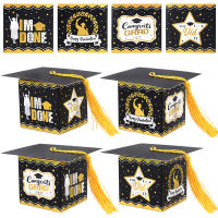 510Pcs ตรีหมวกหมวก Candy กล่อง Graduation Cookie ของขวัญกล่องบรรจุภัณฑ์กระเป๋า2023 Grad Congratulation Party Favors Supplies