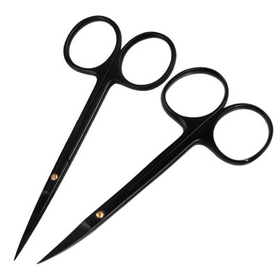 Ophthalmology Porcelain Black Handle Scissors Tungsten Carbon Steel Double Eyelid 10Cm Plastic Eye Tool Straight Bent Tip