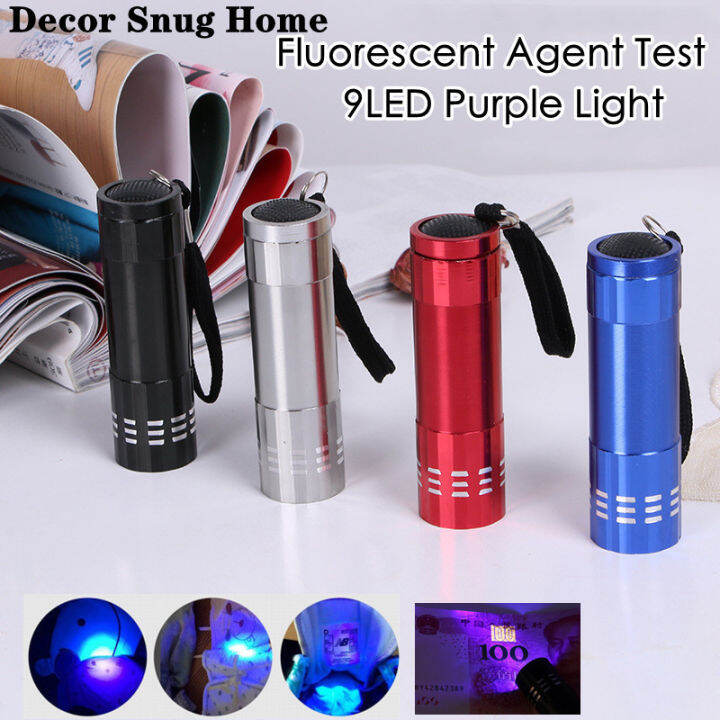 【free Shipping】9led Purple Light Flashlight Multi Functional Banknote