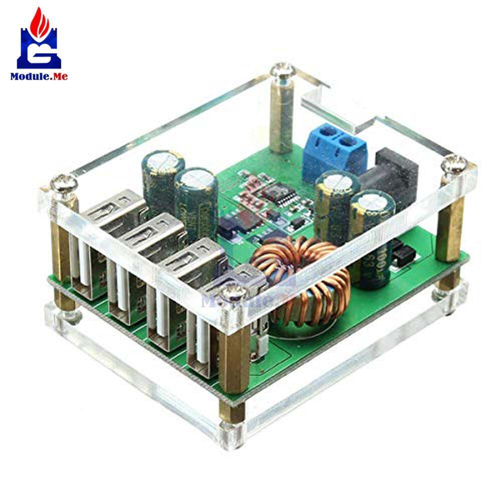 DC-DC 7-60V to 5V 5A 4USB Output Buck Converter Step down Power Supply with Case 