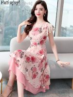 ✳ ocehrk Vestido midi plissado floral rosa para mulheres vestido casual de praia boho sexy chique baile bodycon elegante coreano kawaii 2023