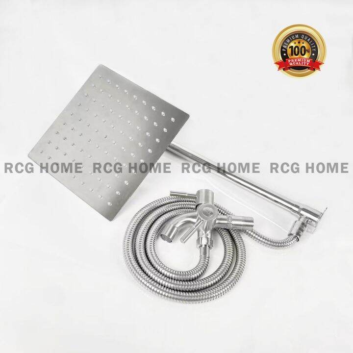 RCG Stainless Steel 304 12 Inches Rain Rainfall Shower Set With Faucet Shower Head Spray Hose