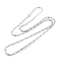 2PC/lot 2mm Stainless Steel Bamboo Ball Beads Chain Necklace Silver Color Women Bag Dog Tag Chains For DIY Jewelry Accessories