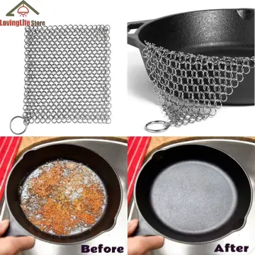 316L Cast Iron Scrubber Skillet Chainmail Scrubber for Cast Iron