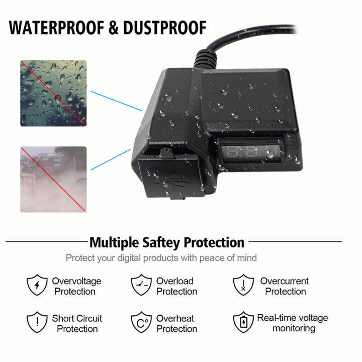 รถจักรยานยนต์-พอร์ต-usb-ที่ชาร์จรถจักรยานยนต์-5v-1a-2-1a-ซ็อกเก็ตชาร์จโทรศัพท์มือถือกันน้ำ-ตัวยึดสวิตช์กันน้ำ