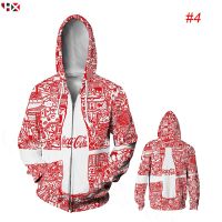 2023 style New ! Coca-Cola Coke Cool  Hoodies &amp; Sweatshirts 3D Print Hoodie Unisex Long Sleeve Zip Hoodie，can be customization