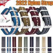 Nylon Canvas Strap 18mm 20mm 22mm 24mm Watch Band Stainless Steel Metal