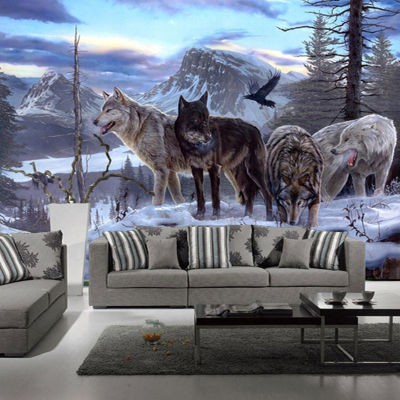 [hot]Modern Home Improvement Custom 3D Photo Wallpapers Lifelike Animals Snowy Wolf Backdrop Murals For Study Room Papel De Parede