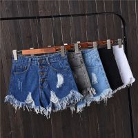 Female Fashion Casual Summer Cool Women Denim Booty Shorts High Waists Fur-Lined Leg-Openings Big Size S-6XL Sexy Short Jeans