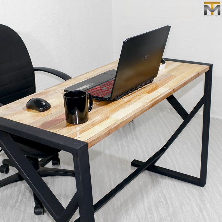 โต๊ะทำงานไม้-โต๊ะคอมพิวเตอร์-โต๊ะทำงานอเนกประสงค์-โต๊ะวางของ-โต๊ะอ่านหนังสือ-ประกอบเอง-ขาโต๊ะเป็นตัวk-ขนาดโต๊ะ-73x50x110cm-mt-design-mt001