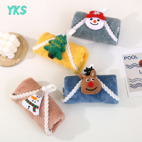 ?【Lowest price】YKS New Navidad Xmas Hand towel ตกแต่งคริสต์มาสสีแดงซานตาคลอสปีใหม่ของขวัญบ้านห้องน้ำล้างมือผ้าขนหนูชายหญิง