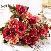 1 Bouquet Beautiful Artificial Peony Flowers Silk Dahlia Bouquet Decoration for Home Wedding Hydrangea Fake Flower Table Decor