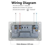 ROVF 13A UK Power Socket Wall Electrical Plug Socket Light Switch Tempered Glass Tempered Frame Panel Double