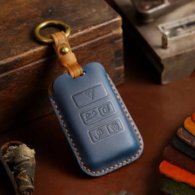 Leather Car Key Case Cover Fob Protect Keychain Accessories for Jaguar Land Rover Evoque Sport Discover5 Rangerover Holder Bag