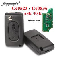 Jingyuqin 434Mhz ASK/FSK 2 Buttons Flip Key For Peugeot 107 207 307 307S 308 407 607 Remote Control Fob PCF7961 PCF7941 Chip