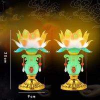 [ส่งหลอดไฟ] นำไฟหน้าพระพุทธรูปโคมไฟดอกบัวหยกขวด Lampu Buddha เสียบเข้ากับโคมไฟเทียนไขไฟฟ้ามั่งคั่งโคมไฟบทความของชาวพุทธ