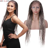 My-Lady Synthetic 29 Cornrow Braids Lace Wigs Box Braided Lace Front Wig With Baby Hair Lace Frontal Afro Wig For Black Women