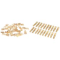 40 Pcs Spade Terminal Connector:20 Pcs 1/4 Inch Stud Brass Male Cable Connector Non-Insulated Ring Terminal &amp; 20 Pcs Brass 6.3 Mm Connectors Female Spade Cable Terminals