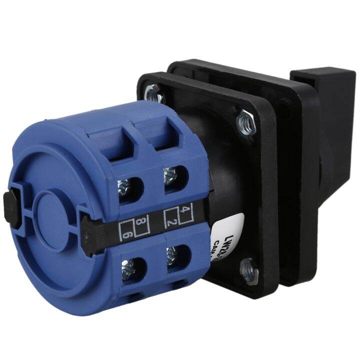 ac660v-25a-2-pole-3-position-momentary-plastic-rotary-changeover-switch-blue-black