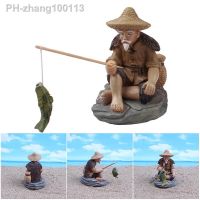 Fishing Old Man Resin Figure Statue Garden Ornament Micro-Landscape Garden Craft New