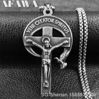 【hot】☾❂✲  VENI CREATOR SPIRITUS Crucifix Pendant Necklace Grunge Male Chain Necklaces Jewelry collar