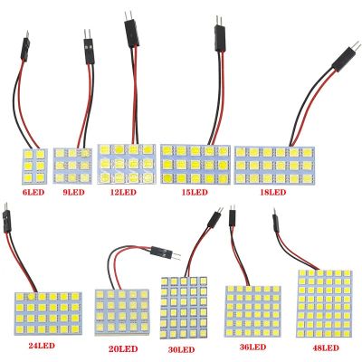 【CW】6 9 12 15 24 SMD 5050 LED Auto Panel Light Reading Dome Bulb Car Interior Roof Map Lamp T10 W5W C5W C10W Festoon 3 Adapter Base
