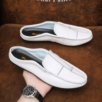 Spot parcel post2022 mens fashion breathable open toe leather shoes