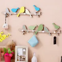 【YF】 1Pcs Wall-Mounted Garden Wooden Bird Hooks Household Decoration Kitchen Supplies Storage Behind The Door Key Towel Coat Hat Rack