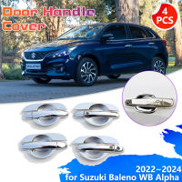 Car Chrome Carbon Fiber Door Handle for Suzuki Baleno WB Alpha 20222024 2023 ABS Decoration Cover Trim Sticker Cap. Accessories