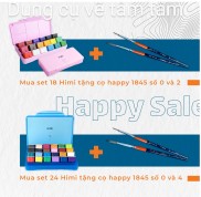 Màu nước dạng thạch Himi Gouache pan set CÓ QUÀ TẶNG-Dụng cụ vẽ Tâm Tâm