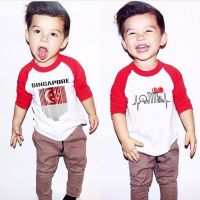 Singapore Print Fashion Raglan Sleeve T-shirt Kids Hot Sale Day Clothing