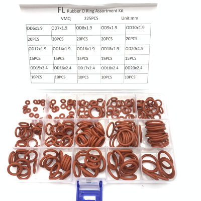 【2023】225pcs O Rings Red Silicone VMQ Seal Sealing O-Rings Silicon Washer Rubber Oring Set Assortment Kit Set Ring