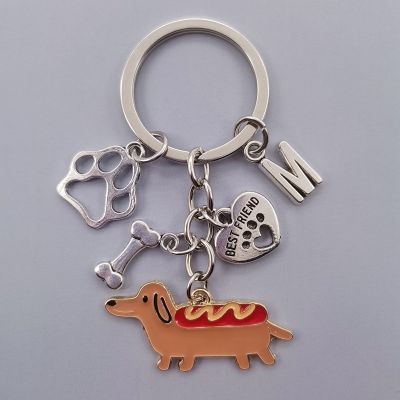Cute dachshund cute pet animal keychain creative cartoon mobile phone bag car pendant fun keychain