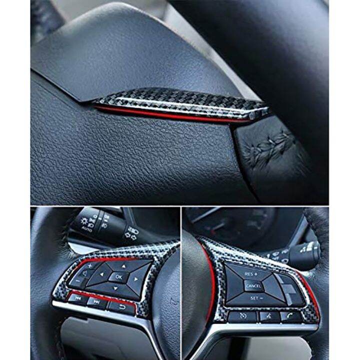 carbon-fiber-steering-wheel-decoration-cover-frame-trim-for-nissan-rogue-altima-sentra-kicks-leaf-versa-accessories