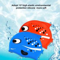 Swimming Beanie Hat High Elasticity Cartoon Pattern Non-slip Waterproof Diving Silicone Cute Kids Swim Hat Swimming Headwear Swim Caps