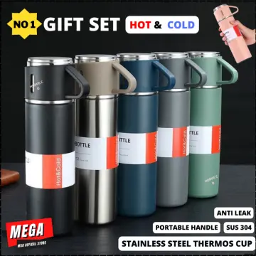 500ml Vacuum Flask Set 304 Stainless Steel Thermos Flask Bottle Cup Gift Set  Cawan Termos