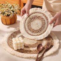 【CC】❒✟◑  Placemats Table Handwoven Resistant Pan Anti-Slip Bowl Plate Cup Accessory