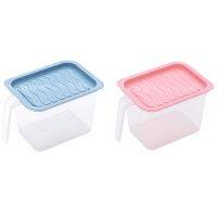 2Pcs Refrigerator Multi-Layer Fresh-Keeping Box Kitchen Sealed Storage Fresh-Keeping Storage Box (Blue+Pink)