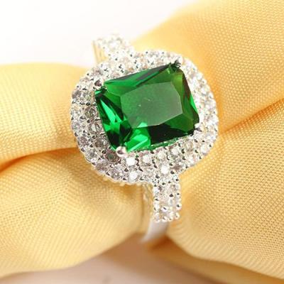 [MM75] ผลิตภัณฑ์ใหม่ผู้หญิง39; S สีเขียวเพทายชุบเงินแหวนแฟชั่นแต่งงาน Bague เครื่องประดับของขวัญ Engement แหวนราคา D Ropshipping