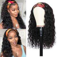 Kryssma Long Curly Synthetic Headband Wigs for Black Women Loose Wave Curly Headband Wig Natural Black Headwrap Wigs Daily Use