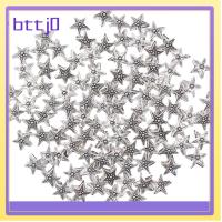 BTTJ0 100Pcs โลหะผสมอัลลอยด์ ลูกปัดเว้นระยะรูปปลาดาวสีเงินโบราณ เงินโบราณ 1111มม. ลูกปัดโลหะรูปสัตว์ทะเล สีสดใสและน้ำหนักเบา รูปร่างปลาดาว ลูกปัดเสน่ห์โลหะทะเลมหาสมุทรทิเบต สาวๆ